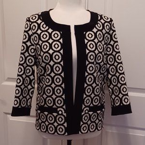 3/4 Sleeve Jacket - Black & White Geometric Print -  Joseph Ribkoff